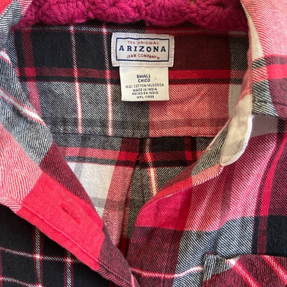 Arizona Vintage Red & White Plaid Flannel Sz Small - Picture 3 of 3